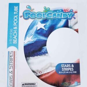 NEW PoolCandy Beach & Pool Tube Stars & Stripes 36" Inflatable July 4 Patriotic
